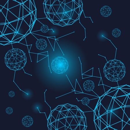 Medical, technology, chemistry and science icon design template. Molecule and communication background. Connected lines with dots.のイラスト素材
