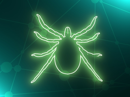 Insect silhouette. Tick parasite. Sketch of Tick. Mite outline icon. 3D renderingの写真素材