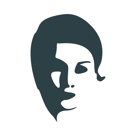 Face front view. Elegant silhouette of a female head.のイラスト素材
