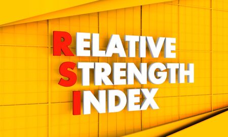 Trading dictionary. Financial market concept. Acronym RSI - Relative Strength Index. 3D renderingの写真素材