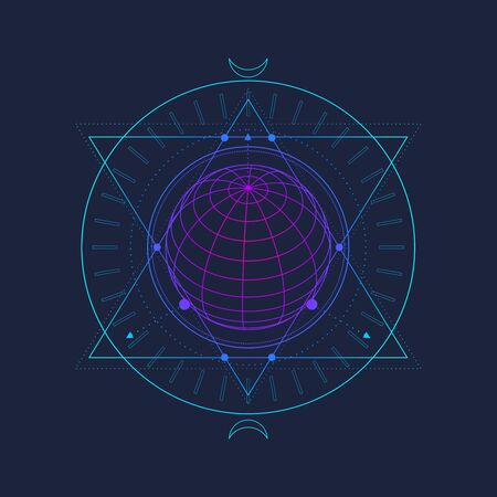 Mystical geometry symbol. Linear alchemy, occult, philosophical sign.のイラスト素材