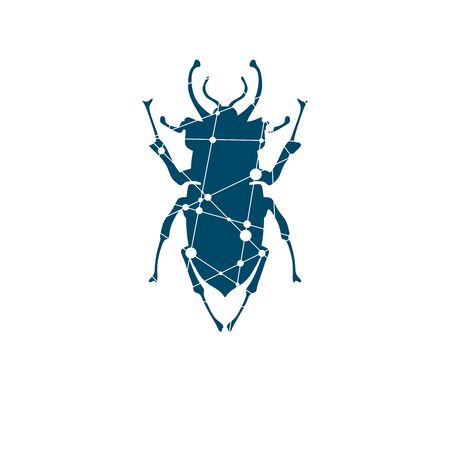 Beetle isolated icon. Connected lines with dots textureのイラスト素材