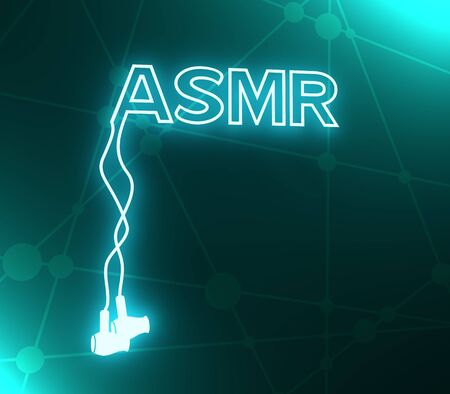 Acronym ASMR - Autonomous Sensory Meridian Response. Health care conceptual image. Connected lines with dots. Neon bulb illumination. 3D renderingの写真素材