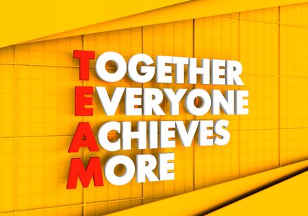 Together everyone achieves more. Teamwork business concept acronym. 3D renderingの写真素材