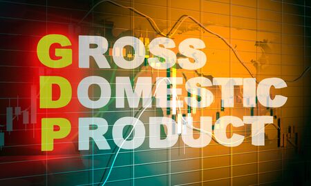 Forex candlestick pattern. Trading chart concept. Financial market chart. GDP text. 3D renderingの写真素材