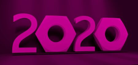 New Year greeting card template. 2020 year number. Brochure or report industrial design template. 3D...