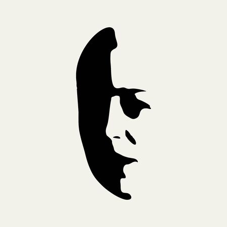 Face front view. Elegant silhouette of a female head.のイラスト素材