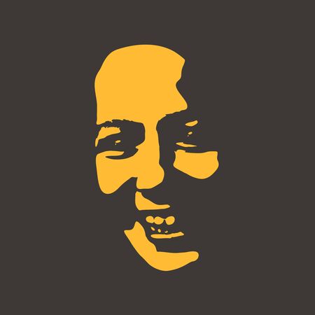 Face front view. Elegant silhouette of a female head. Portrait of a happy smiled womanのイラスト素材