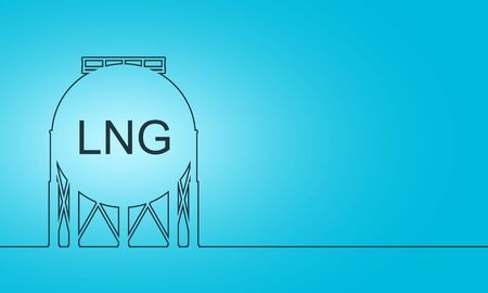 Energy and Power icon. Energy generation and heavy industry. Gas storage tank. Horizontal thin line style web bannerのイラスト素材