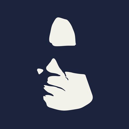 Face front view. Elegant silhouette of a female head in contrast backlight. Portrait of a happy smiled woman wearing sunglassesのイラスト素材