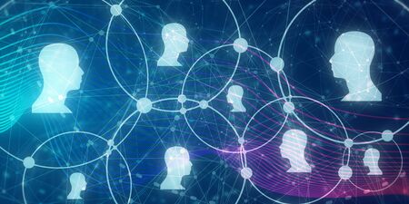 Human communication background. Modern brochure or web banner design template. Connected circles with dots. Medical and sociology background. Social networkの写真素材