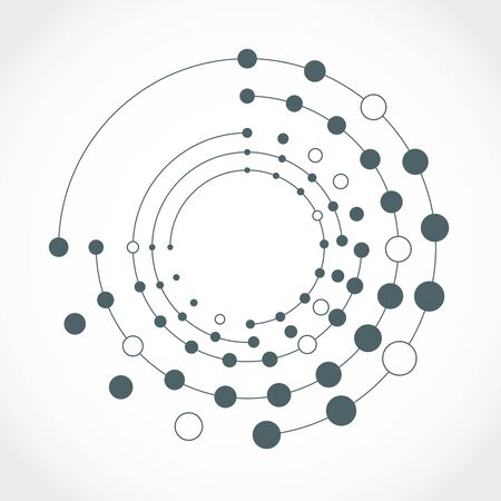 Radial halftone dots in circle form. Fireworks explosion background. Circular design element. Abstract geometric star rays. Design element for medical, treatment, cosmetic emblemの写真素材