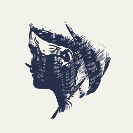 Sketch of a woman face. Side view. Engraved effectのイラスト素材