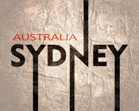 Image relative to Australia travel theme. Sydney city name in geometry style design. Creative vintage typography poster concept.の写真素材