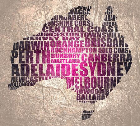 Map of Australia made from cities list. illustrationの写真素材