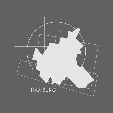 Image relative to Germany travel. Hamburg city map with abstract geometry shapes and linesのイラスト素材