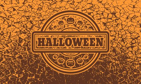 Stamp with Halloween text and pumpkins icons on cracked grunge backgroundのイラスト素材