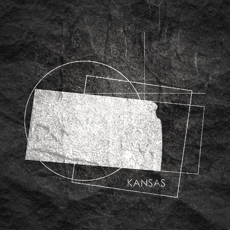 Image relative to USA travel. Kansas state map with abstract geometry shapes and linesの写真素材