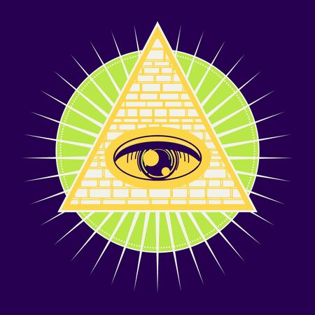 Mystical geometry symbol. Linear alchemy, occult, philosophical sign. For music album cover, poster, sacramental design. Astrology and religion concept.のイラスト素材