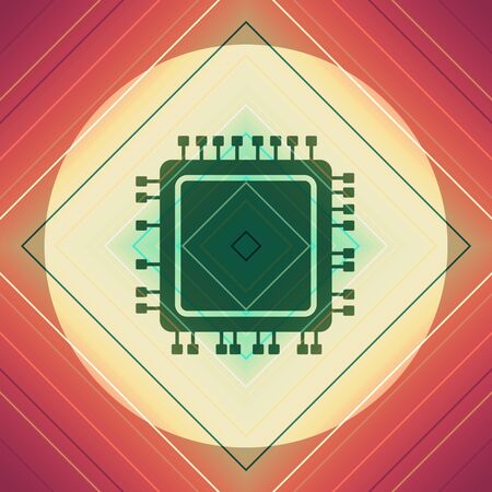 CPU Microprocessor flat style icon. Symbol on geometry patternの写真素材
