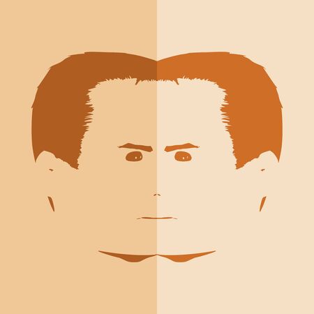 Optical illusion of two face profile view. Human head silhouetteのイラスト素材