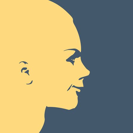 Face profile view. Elegant silhouette of a female head. Beautiful woman portrait.のイラスト素材