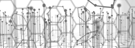 Molecule And Communication Background. Brochure or web banner design. Lines and spheres. Medical,...