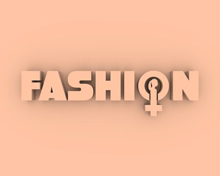 Fashion shop emblem design. Creative emblem for company identity. Silhouette of woman head. 3D renderingの写真素材