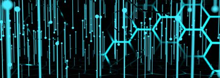 Molecule And Communication Background. Brochure or web banner design. Lines and spheres. Medical,...