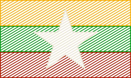 Myanmar national thin line style flag. Celebration card template for independence day.のイラスト素材