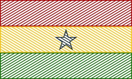 Ghana national thin line style flag. Celebration card template for independence day.のイラスト素材
