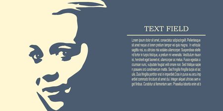 Face front view. Elegant silhouette of a female head. Portrait of a happy smiled woman. Cosmetology bannerのイラスト素材