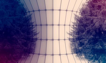 Polygonal mosaic tube covered by grid. 3d rendering. Fir tree