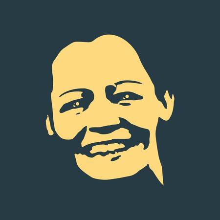 Face front view. Elegant silhouette of a female head. Portrait of a happy smiled womanのイラスト素材