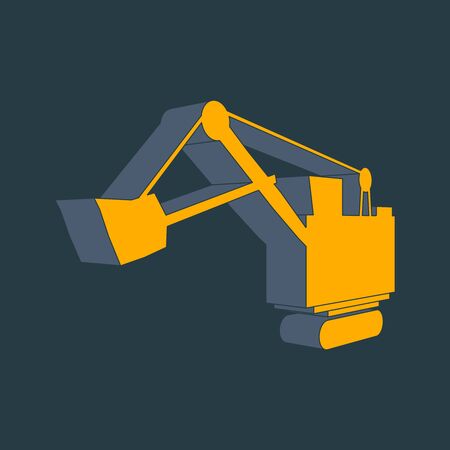 Isometric big excavator icon. Technology and engineeringのイラスト素材