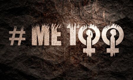 Me too hashtag. Social movement concerning sexual assault and harassment. Female sign icon. Silhouette of woman head.の写真素材