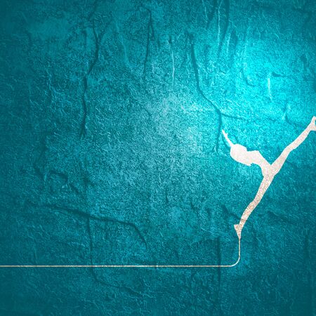 Young woman silhouette. Lady jumping out of illustration. Achievments conceptの写真素材