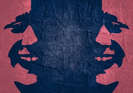 Face half turn view. Elegant silhouettes of a two female heads.