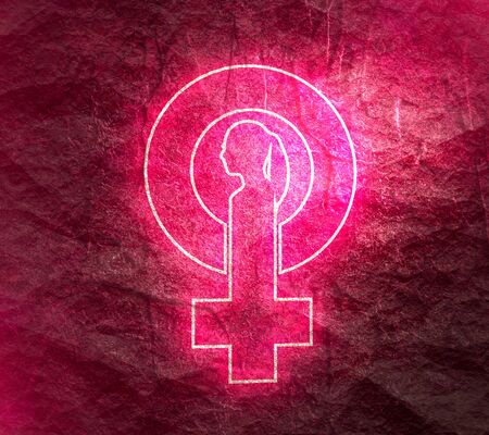 Female sign icon. Silhouette of woman headの写真素材