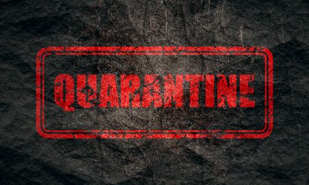 Stamp with text quarantine inside. Medical relative illustration. Grunge textureの写真素材