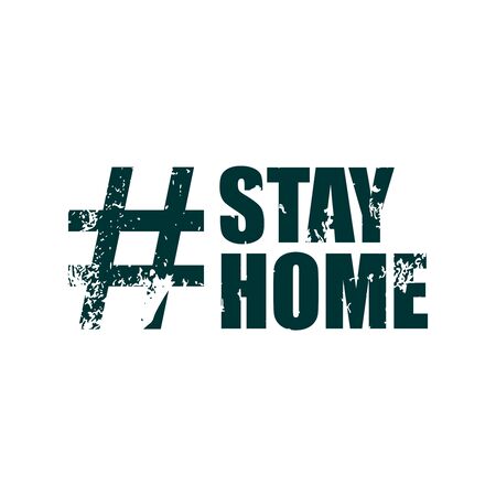 Stay home message. Staying at home with self quarantine to help slow outbreak and protect virus spread.のイラスト素材