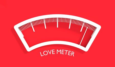 Level scale with arrow . The measuring device isometric icon. Love meter gauge element. 3D renderingの写真素材
