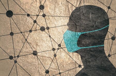 Abstract icon of man wearing a medical mask