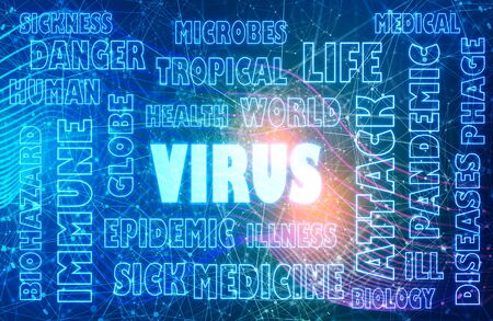 Virus infections concept. Virus diseases relative words cloudの写真素材