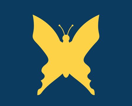 A butterfly or two face profile view. Optical illusion. Human head make silhouette of insectのイラスト素材