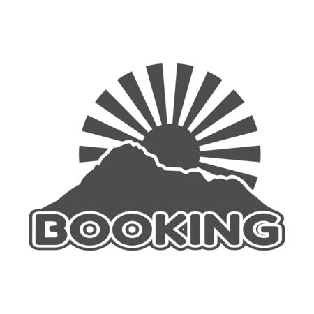 Summer holiday vacation booking online concept. Sunrise and mountainsのイラスト素材