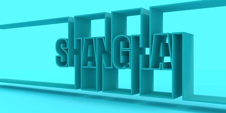 Shanghai city name in geometry style design. Creative vintage typography poster concept. 3D rendering.の写真素材