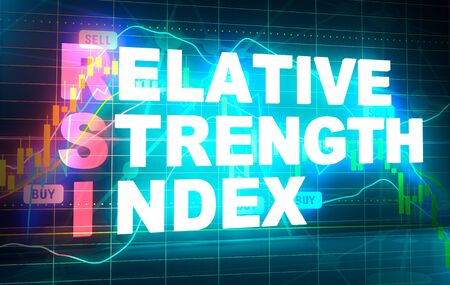 Trading dictionary. Financial market concept. Acronym RSI - Relative Strength Index. 3D renderingの写真素材