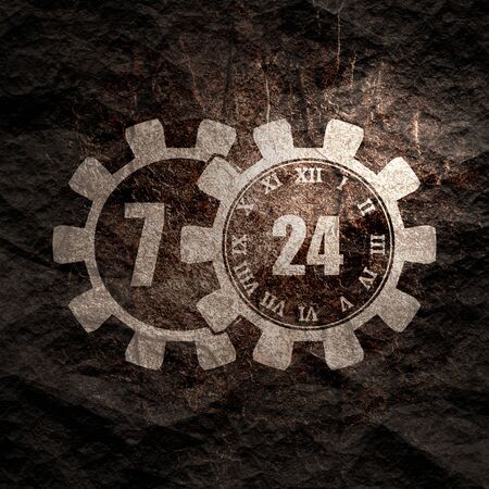 Time operation mode in gear. For customer support and retail. Seven days twenty four hour.の写真素材