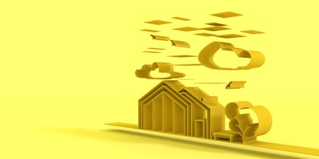 Suburban house. Real estate business illustration. 3D renderingの写真素材